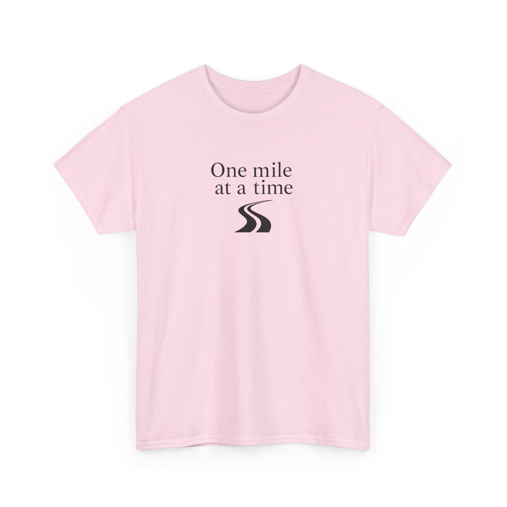 One Mile at a time Tee — Inspirational White Graphic T-Shirt