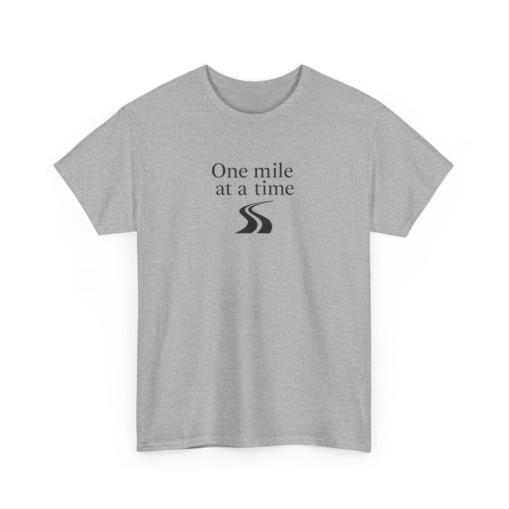 One Mile at a time Tee — Inspirational White Graphic T-Shirt