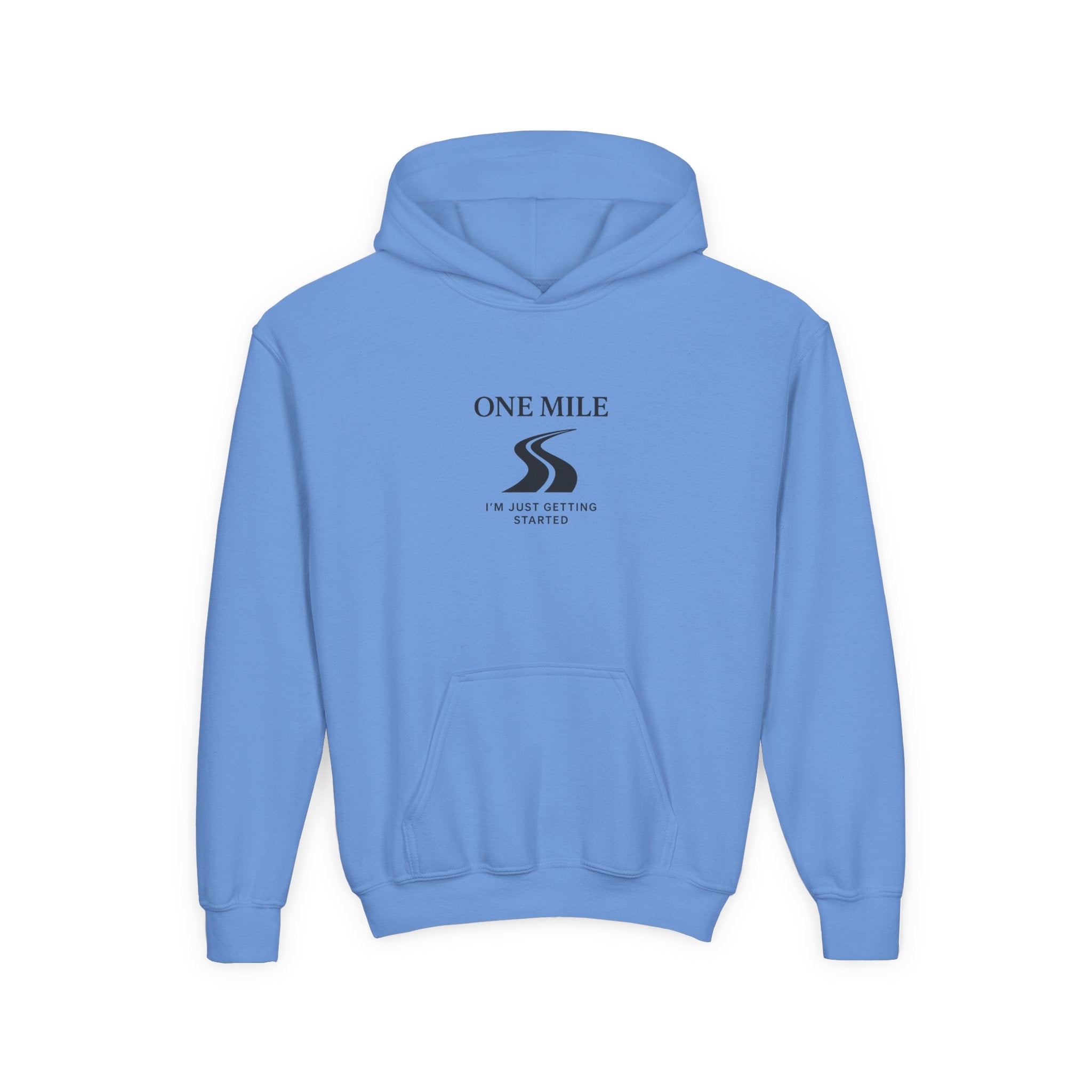One Mile Youth Hoodie — "Just getting started." Motivational Running Hoodie