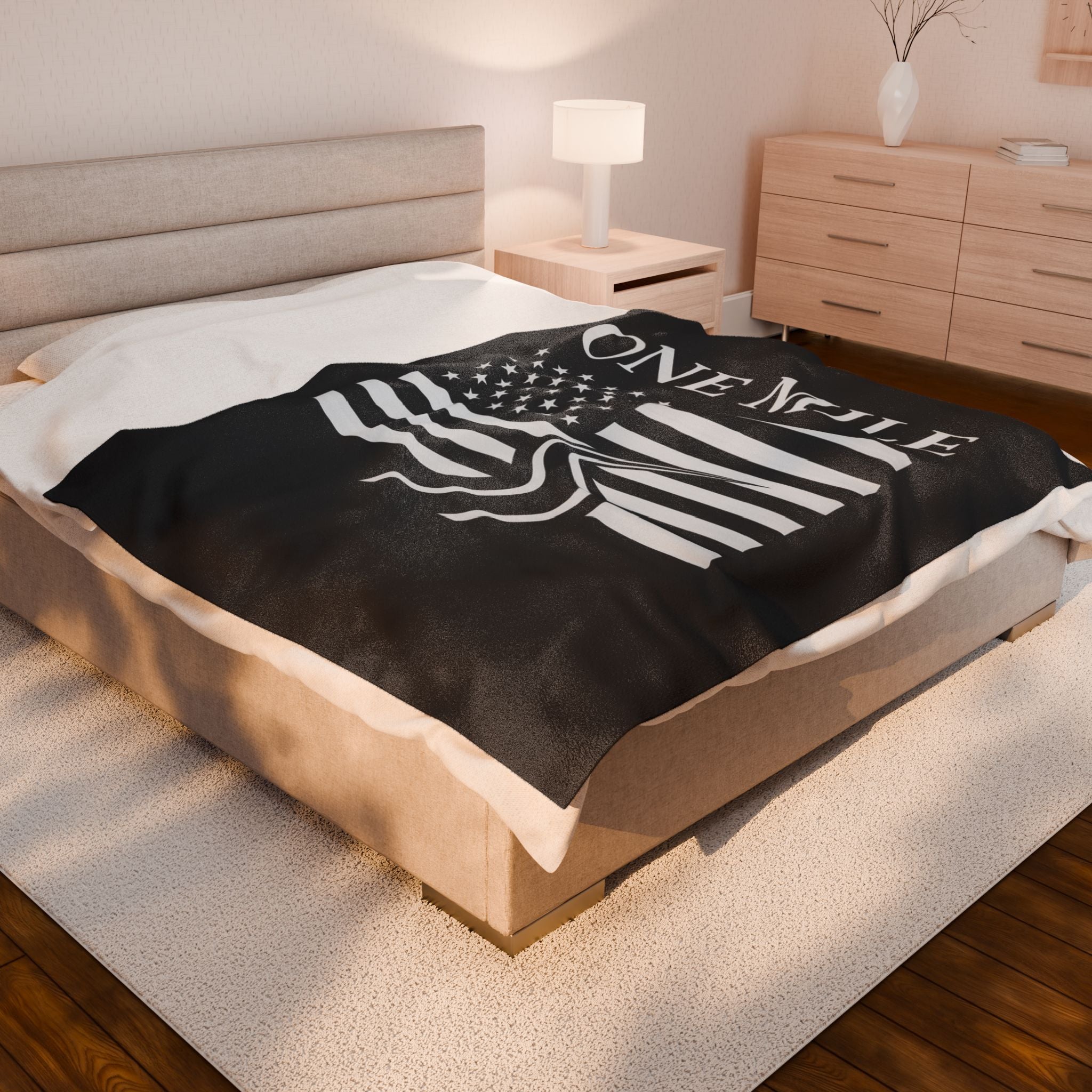 One Mile American Flag Velveteen Plush Blanket – Route Graphic Cozy Throw
