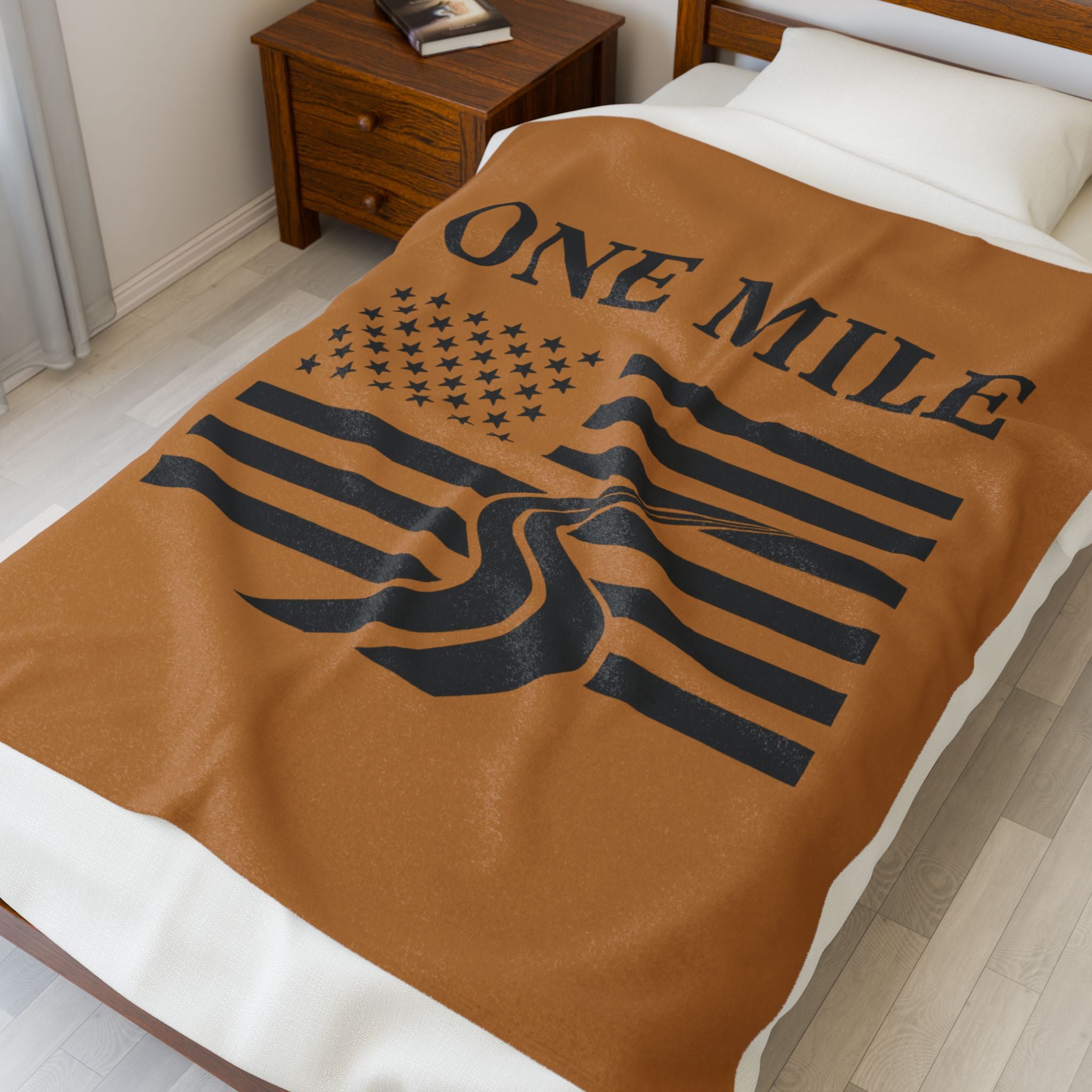 One Mile American Flag Velveteen Plush Blanket – Route Graphic Cozy Throw