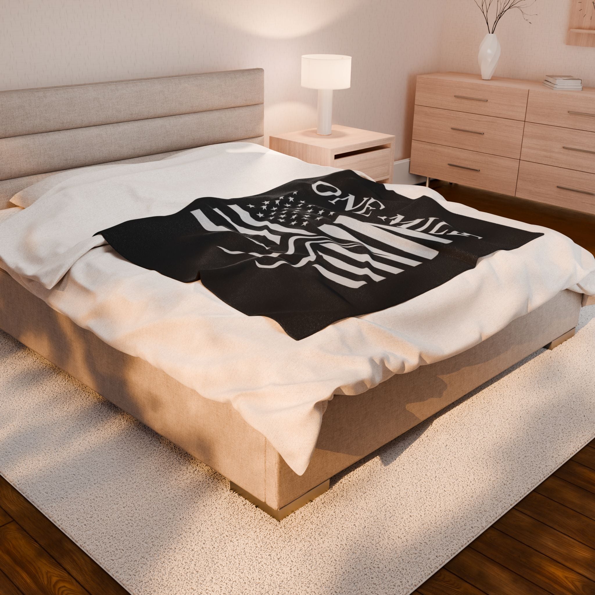 One Mile American Flag Velveteen Plush Blanket – Route Graphic Cozy Throw