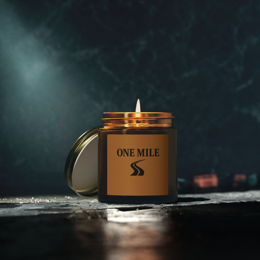 Scented Candle — Coconut Apricot Wax (4oz/9oz) | "ONE MILE" Inspirational Jar Candle