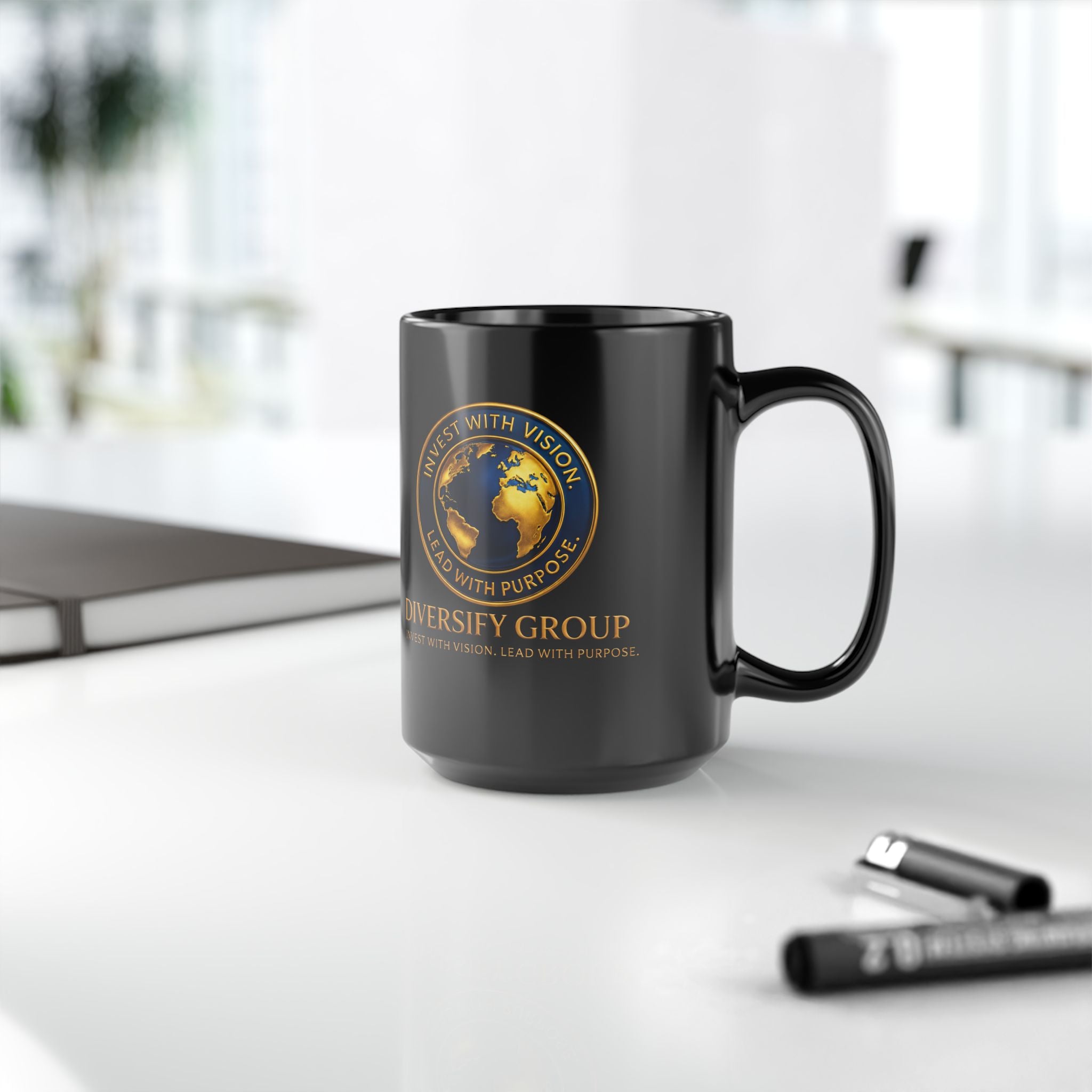 Special Edition Global Support Black Coffee Mug – Motivational Running / Walking Gift / Office / Traveler (11oz & 15oz)