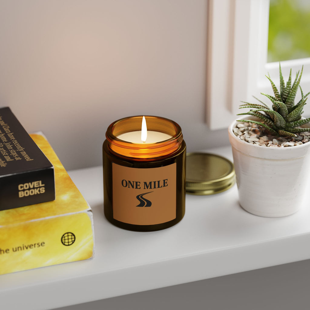 Scented Candle — Coconut Apricot Wax (4oz/9oz) | "ONE MILE" Inspirational Jar Candle