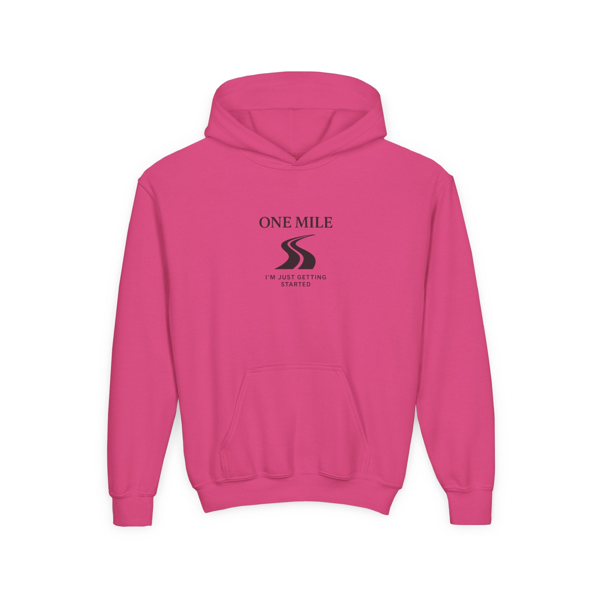 One Mile Youth Hoodie — "Just getting started." Motivational Running Hoodie