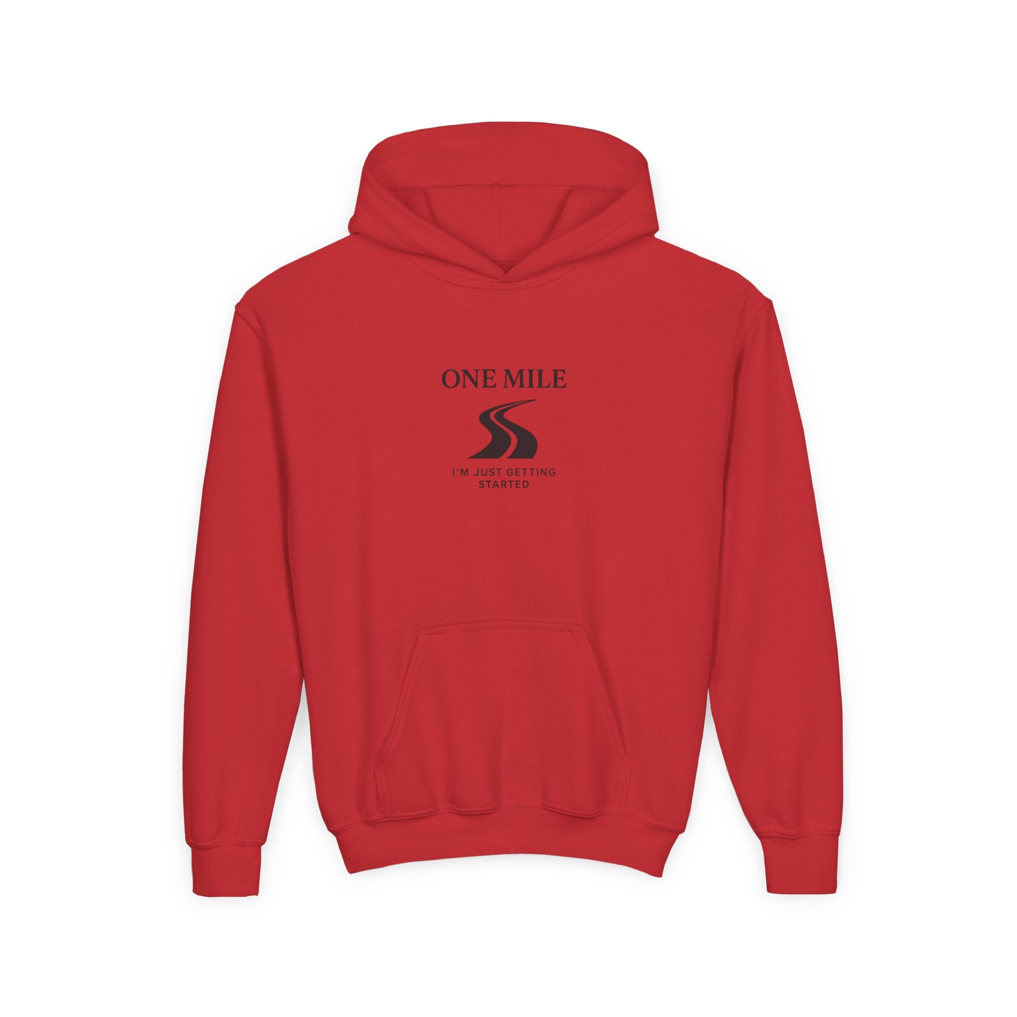 One Mile Youth Hoodie — "Just getting started." Motivational Running Hoodie