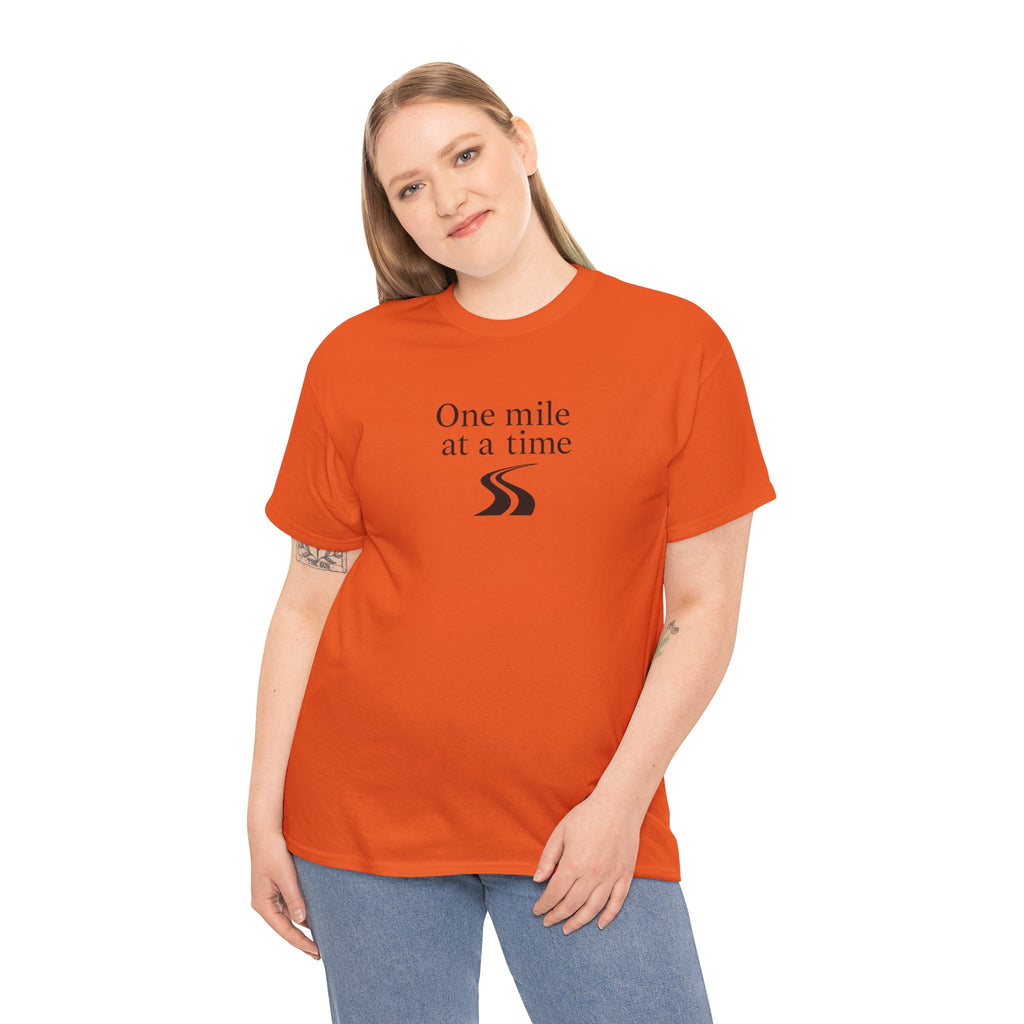 One Mile at a time Tee — Inspirational White Graphic T-Shirt