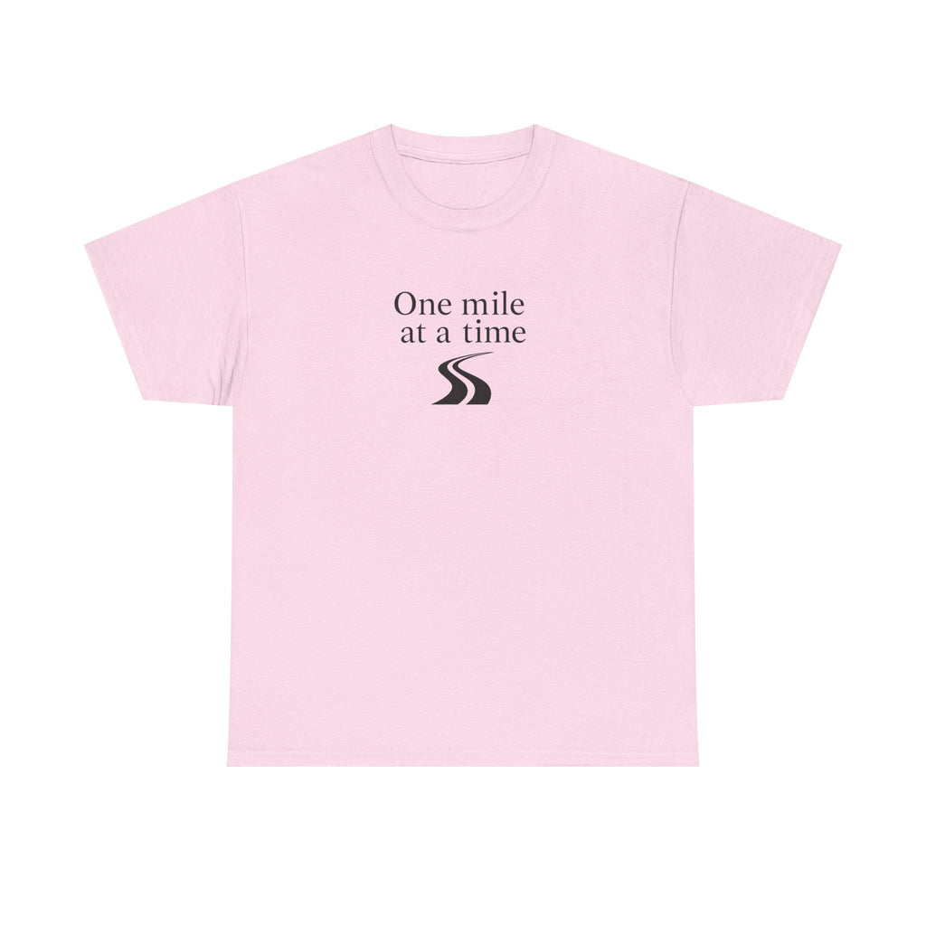One Mile at a time Tee — Inspirational White Graphic T-Shirt