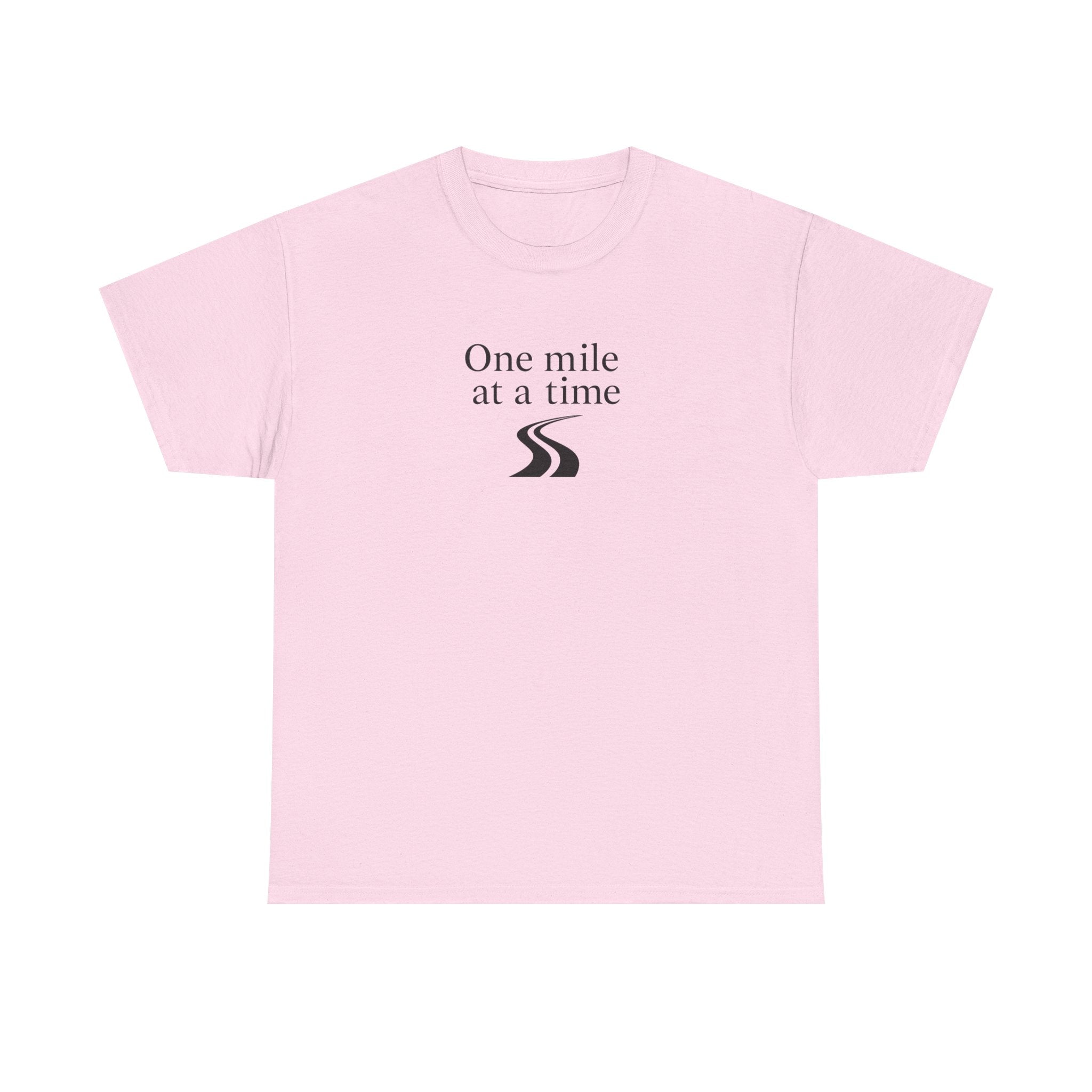 One Mile at a time Tee — Inspirational White Graphic T-Shirt